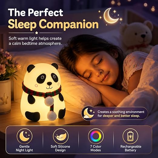 Silicone Panda Color-Changing LED Night Light