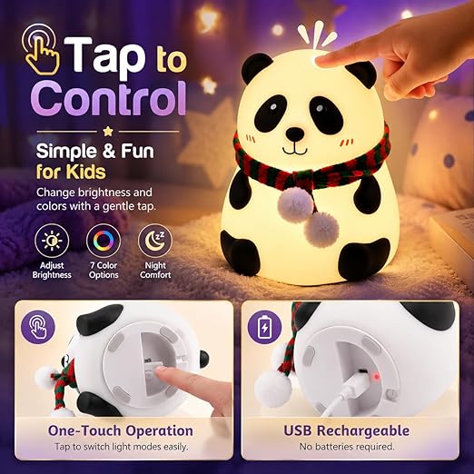 Silicone Panda Color-Changing LED Night Light