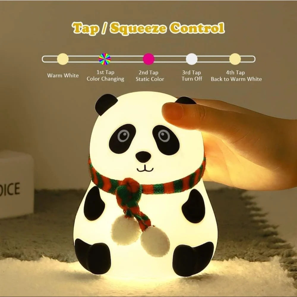 Silicone Panda Color-Changing LED Night Light